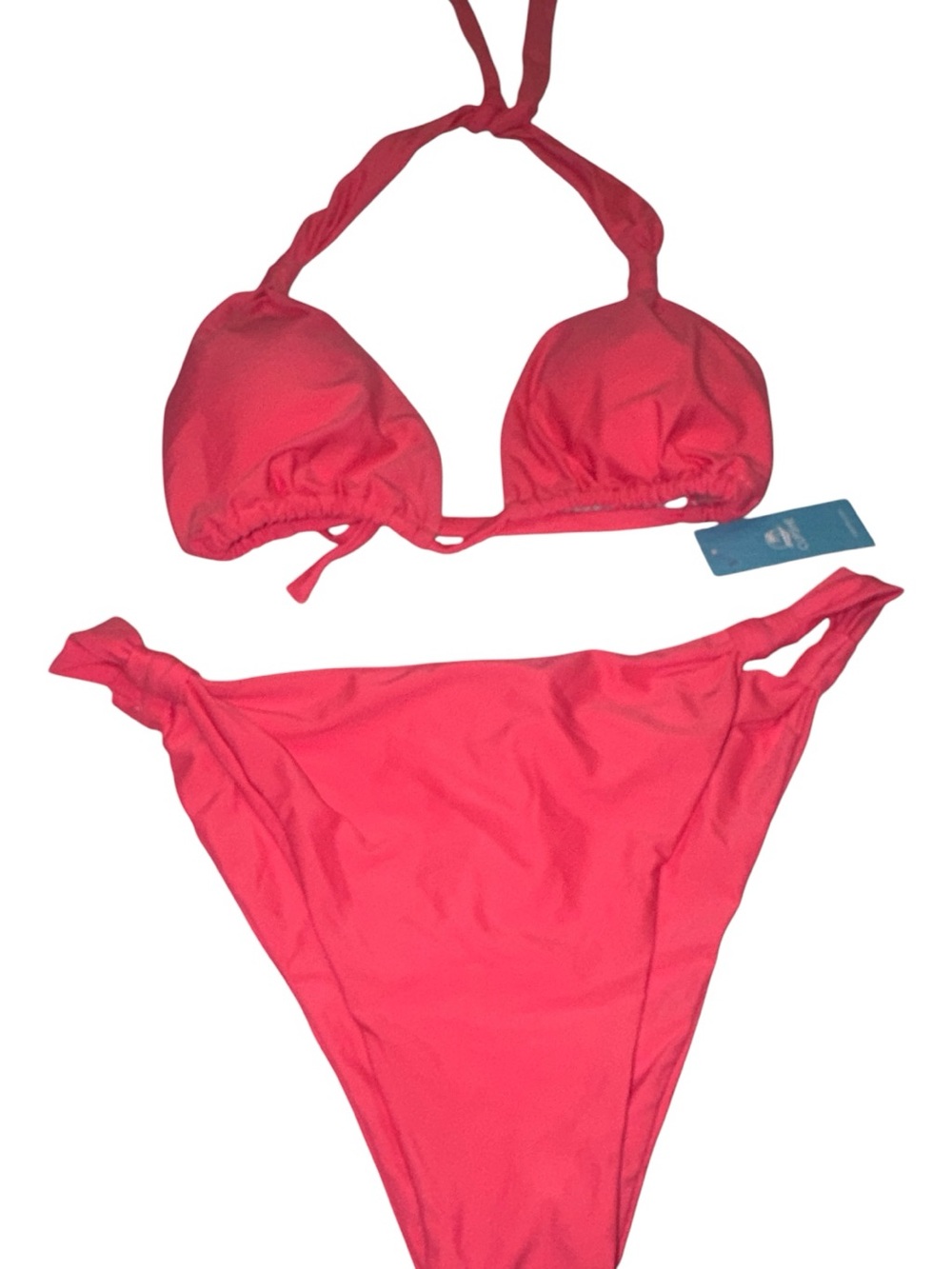 Cupshe Hot Pink Bikini Set with Halter Top